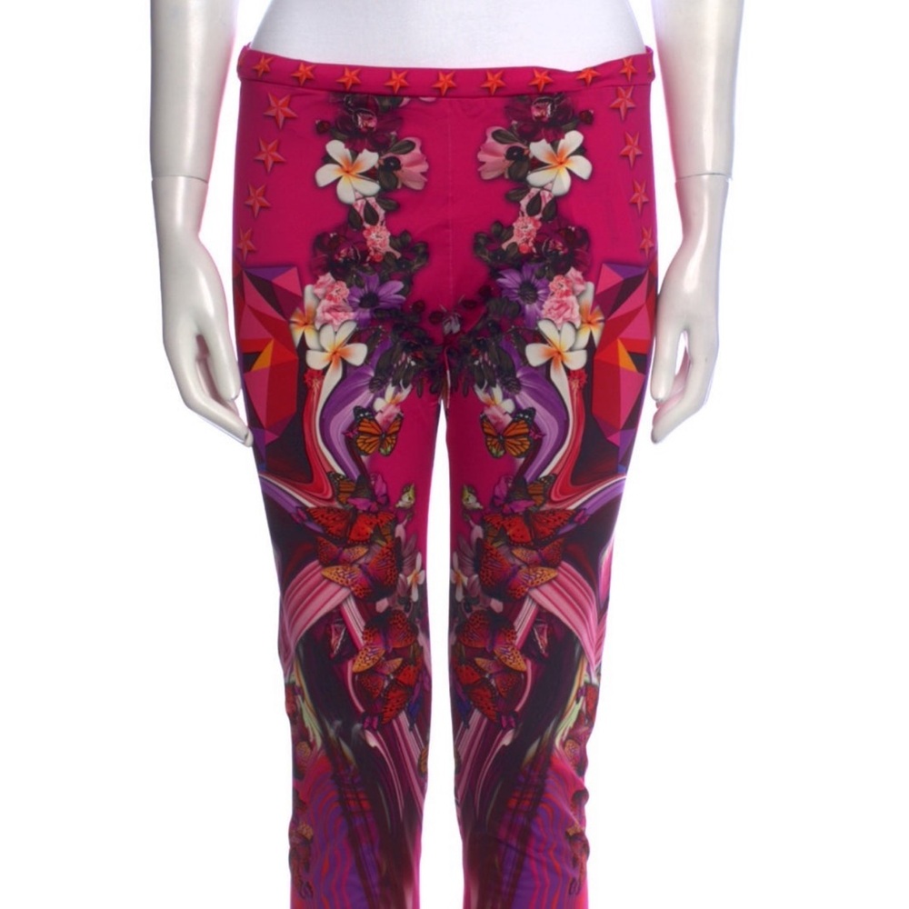Just Cavalli Straight Leg Pink and Red Pants
